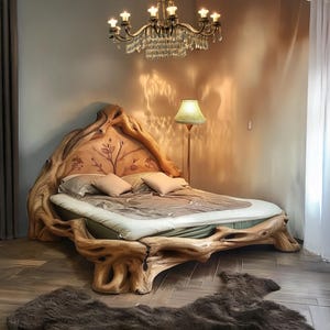 Crafted from high-quality wood Modern Wooden Bed with Headboard Wooden King Size Bed Rustic Solid Wood Platform Wooden Bed with Legs Bedroom