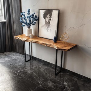 Custom Rustic Study Table with Natural Legs Handmade Live Edge Solid Wood Desk Natural Legs Home Office Decor Gift for Mom