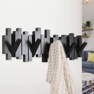 Natural Wooden Wall Mounted Hanger Piano Wooden Hanger Flip Down Wall Hook Rack Coat Hanger Decoration Home Decor Gift For Housewarming