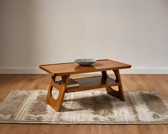 Rustic Wooden Coffee Table Handmade Solid Wood Live Edge Custom Wood Farmhouse Living Room Furniture Natural Wood Accent Table Decor Gift