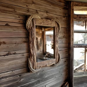 Rustikaler Treibholz Spiegel Seil Handgefertigter Holz Wandspiegel Rustikaler Wandspiegel Bauernhaus Wohnkultur Geschenk