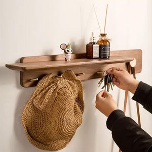 Rustic Hanger Piano Key Coat Rack Wall Mounted Rack For Entryway Hat Rack Flip Down Hooks Farmhouse Decor Natural Wood Rack Gift For Her