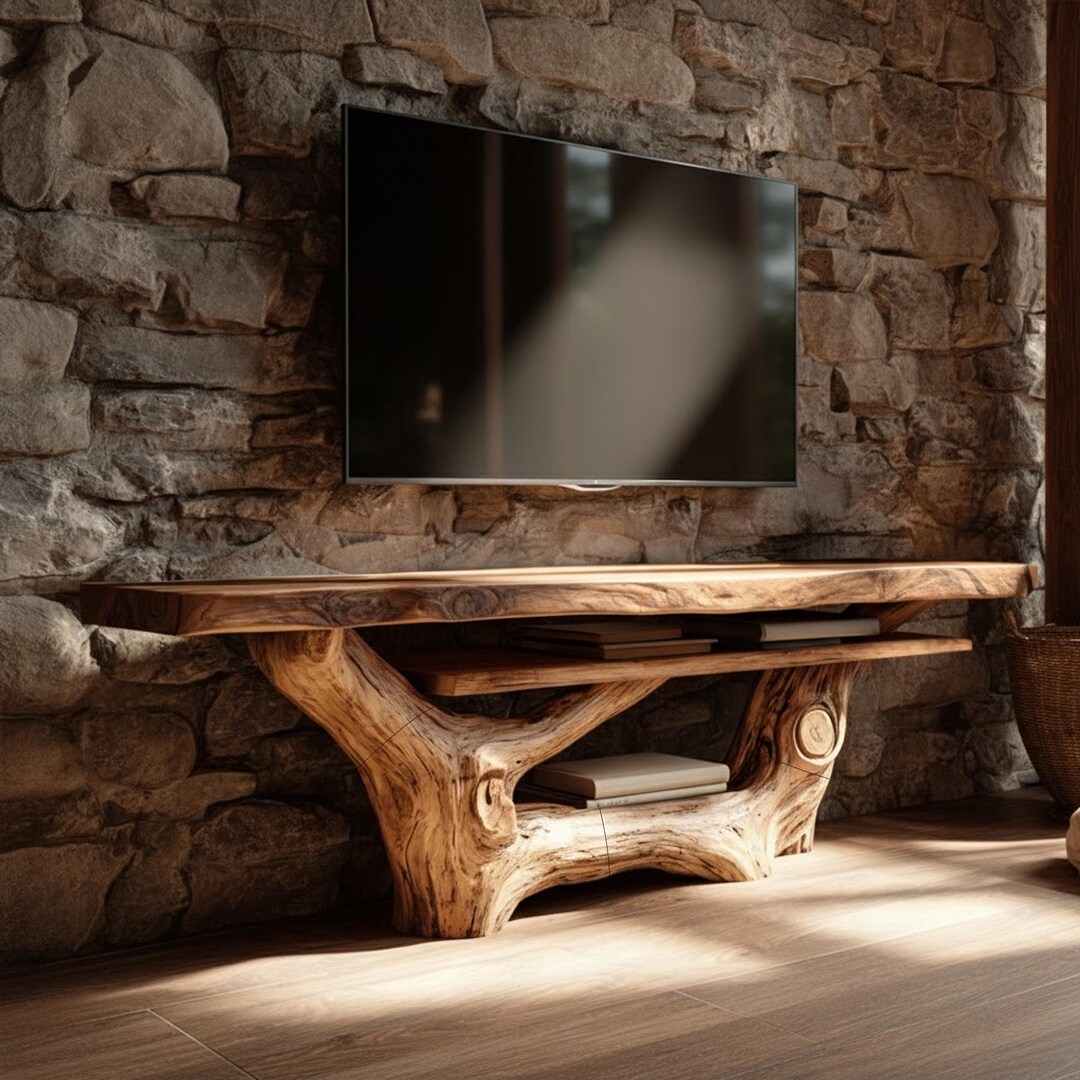 Rustic Live Edge TV Stand | Handcrafted Solid Wood Console Table ...