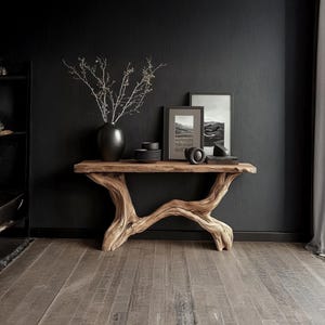 Handcrafted Live Edge Console Table Rustic Solid Wood Entryway Table Natural Driftwood Furniture Modern Hallway Unique Wood Table Decor Gift