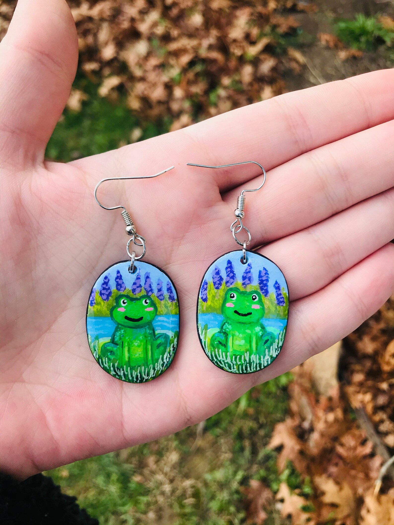 Frog Earrings Cute Frog Jewelry Handmade Frog Gifts Hand Etsy