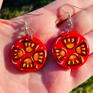 Veggie Earrings - Tomato Slice Earrings - Handmade Food Earrings - Cottagecore Jewelry - Garden Lovers Gifts