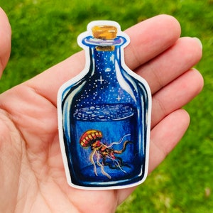 2 Pack Jellyfish Stickers - Waterproof Stickers - Jellyfish In Jar Stickers