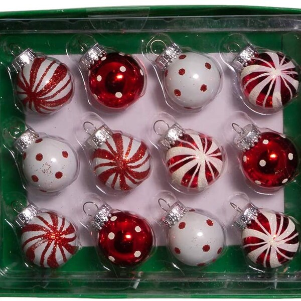 Red and white ball ornament main image 1