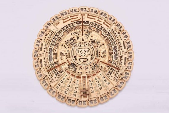 3d Wooden Puzzles For Adults Wood Trick Mayan Calendar Plywood Etsy