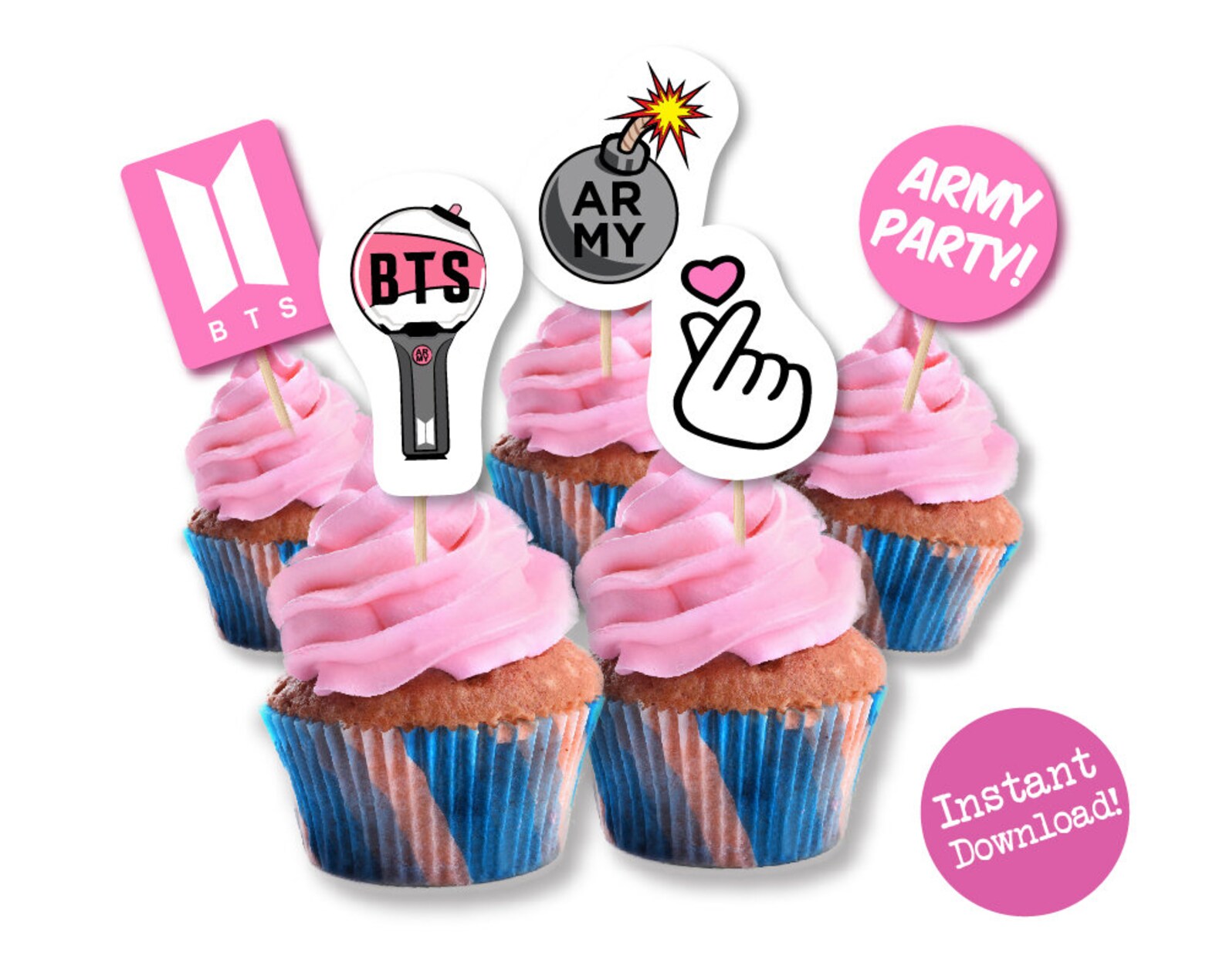 BTS Cupcake Toppers Printable Cupcake Toppers BTS Birthday - Etsy