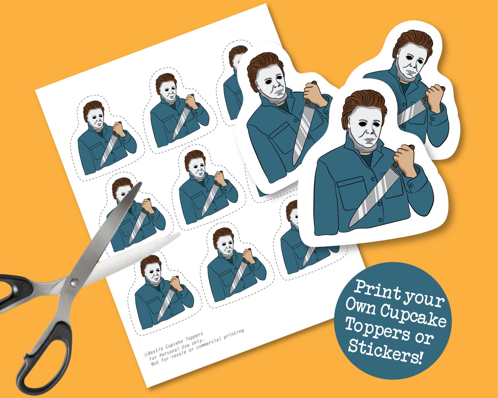 Michael Myers Cupcake Toppers Michael Myers Party Michael Etsy