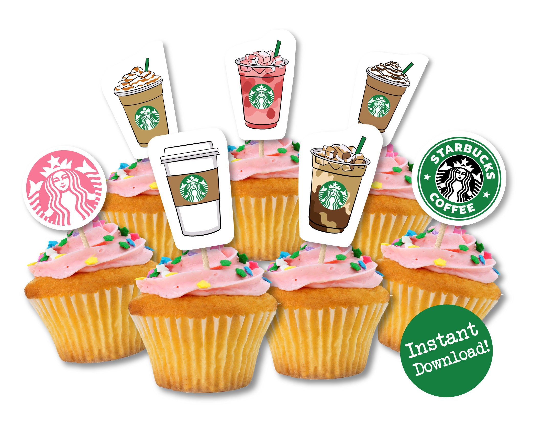 Cute Cupcakes Starbucks tumbler cup wrap craft cutting SVG file