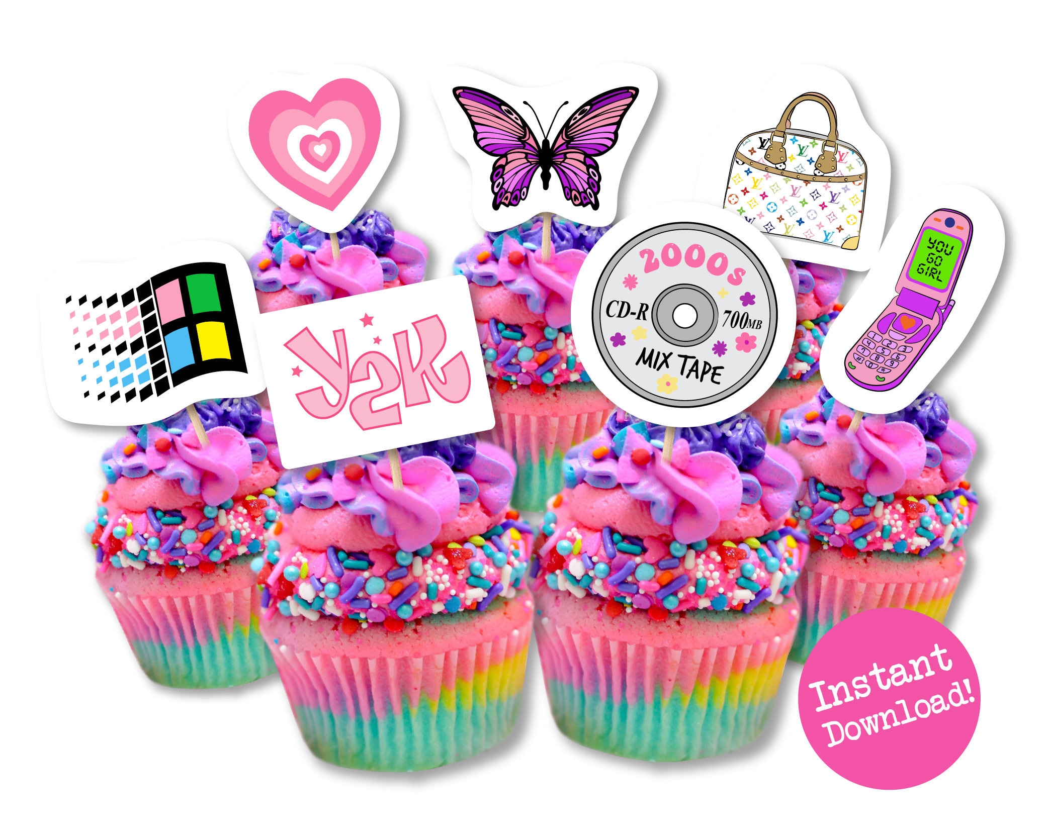 Buy Y2K Cupcake Toppers Y2K Party Y2K Party Decorations Y2K Online ...