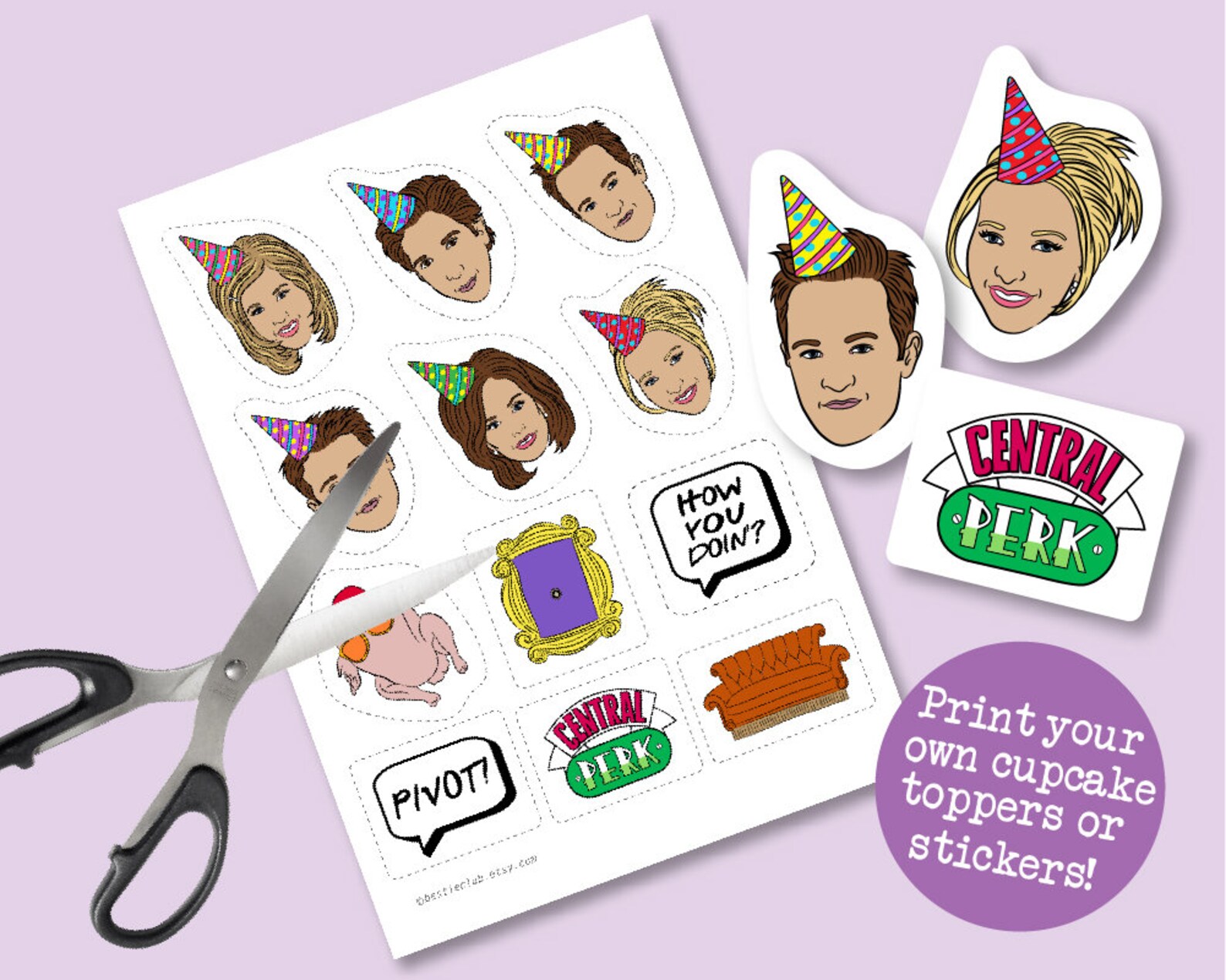 Friends Cupcake Toppers Friends Cupcake Friends TV Show | Etsy