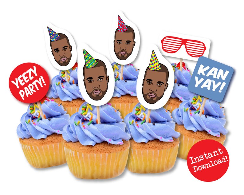 Kanye Cupcake Toppers Kanye Cupcake Kanye West Kanye - Etsy