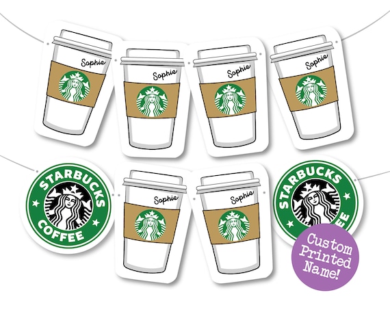 Paper &amp; Party Supplies Printable Starbucks Custom Name Starbucks Banner ...