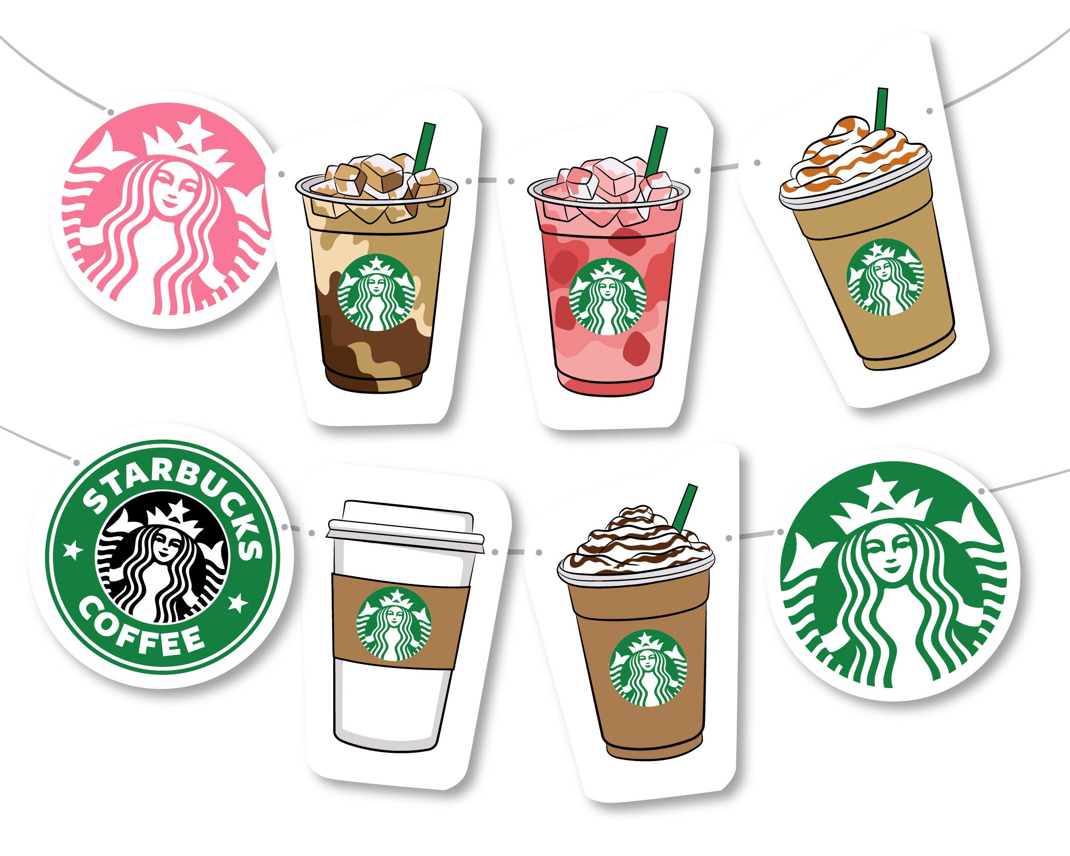 Coffee Stickers Starbucks, Coffee Ice-cream Drinks Themed Stickers