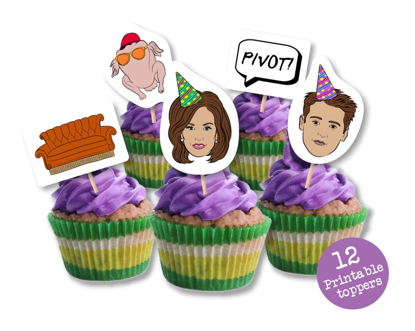 Friends Cupcake Toppers Friends Cupcake Friends TV Show | Etsy