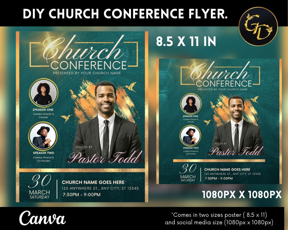 Church Flyer Template For Canva DIY Church Conference Flyer Etsy