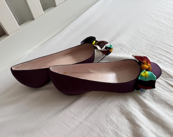 Zapatillas de ballet de satén burdeos Emilio Pucci Nuevas