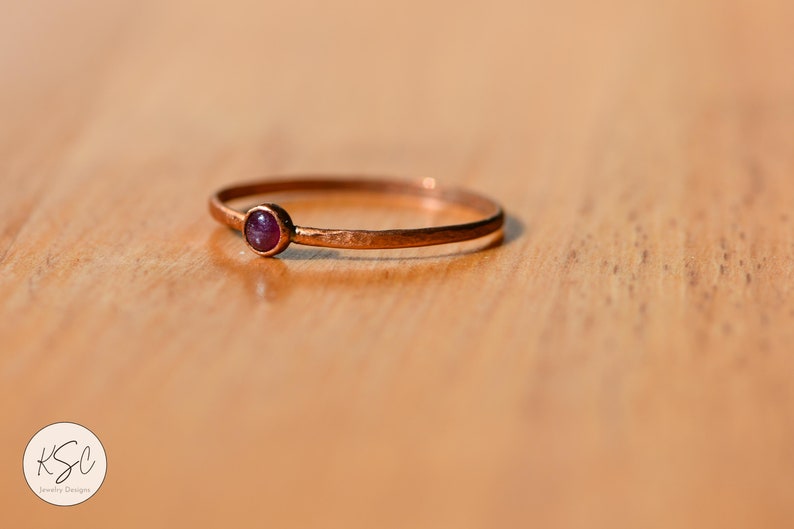 July Birthstone in Copper or Sterling Silver Ruby Ring July