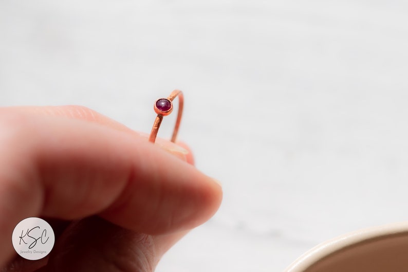 July Birthstone in Copper or Sterling Silver Ruby Ring July