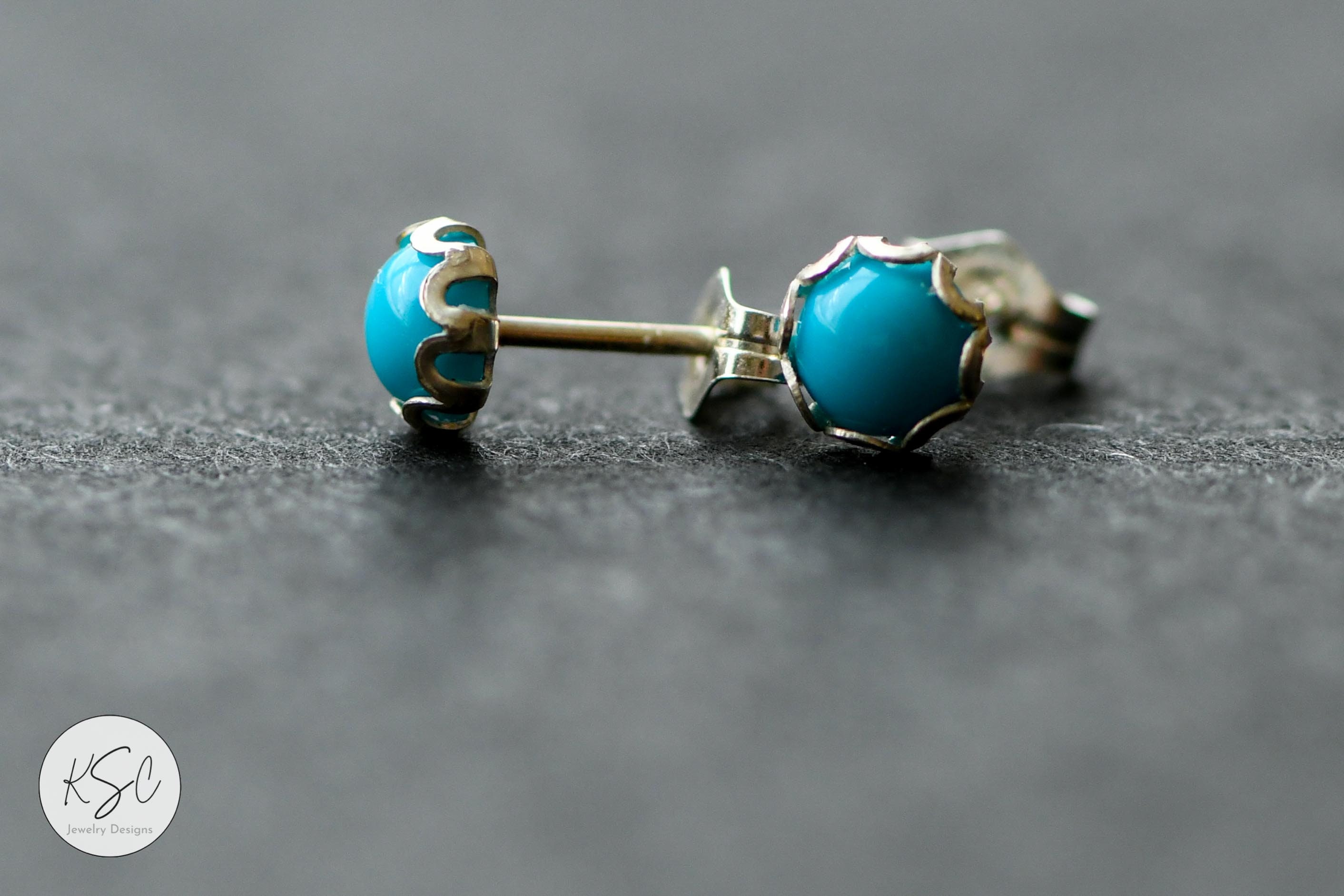 Turquoise Stud Earrings in Sterling Silver Etsy