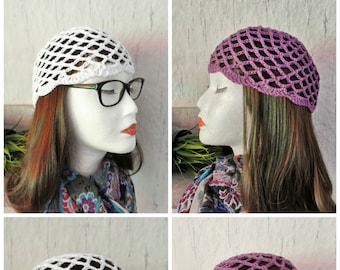 Summer hat,20s fashion,crocheted hat,cotton hat,crochet beanie,boho crochet hat,lace slouchy hat,French style