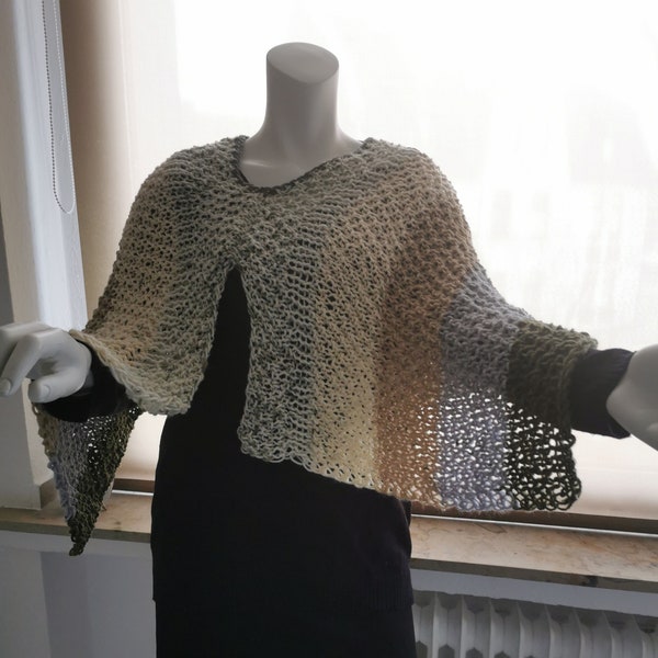 Poncho gestrickt ,Schulterwärmer, handgestrickte Poncho, Kuscheltuch,Schultertuch,Cape,Miniponcho Damen ,melierte Schulterwärmer,Pelerine