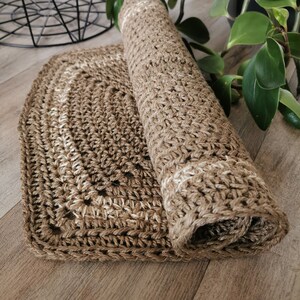 Crochet jute rug, crochet jute floor mat,door mat,jute runner,jute foot rug,rustic style rug,boho rug,chunky rug