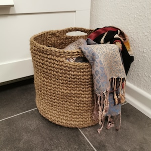 Jute basket, crochet storage for the kitchen, plant basket, large jute basket,crochet basket,bathroom bedroom organizer basket ,jute hanging basket