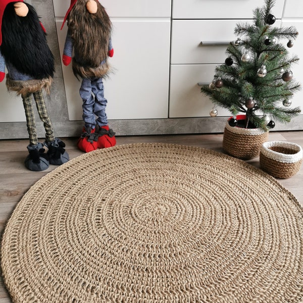 Gehäkelte runde Jute Teppich ,Natürliche Jute Teppich,handgemachte Teppich,Eco-Friendli Teppich,natürliche Teppich,Gehäkelte JuteTeppich