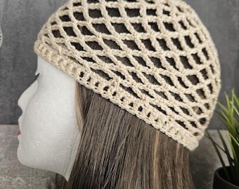 Glittering skull cap, crocheted beige and gold hat, boho crochet hat, Agnetha glitter crochet hat, ABBA style hat, net hat, disco style