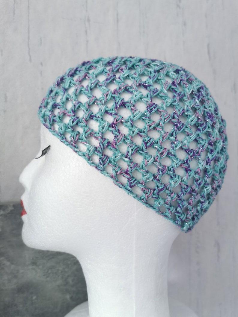 Chapeau de transition, mode années 20, chapeau au crochet, chapeau au crochet boho, chapeaux à paillettes, style Français, chapeau à bonnet en fil pailleté au crochet image 8