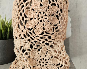 Crocheted balaclava, crocheted net balaclava, headwear, handmade hood, festival balaclava, crochet floral lace hood