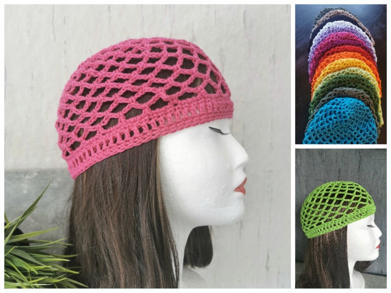Cotton hat, hat color selection, hat for women, men, children, summer hat, crocheted summer hat, crochet beanie in color selection image 1