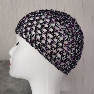 Chapeau de transition, mode années 20, chapeau au crochet, chapeau au crochet boho, chapeaux à paillettes, style Français, chapeau à bonnet en fil pailleté au crochet image 9