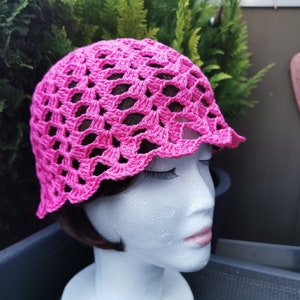 Cotton Cap, Women's Cap, Girls Cap, Summer Cap, Crocheted Summer Cap, Crochet Spring Cap, Cotton Cap, Cap, Pink Bucket Hat