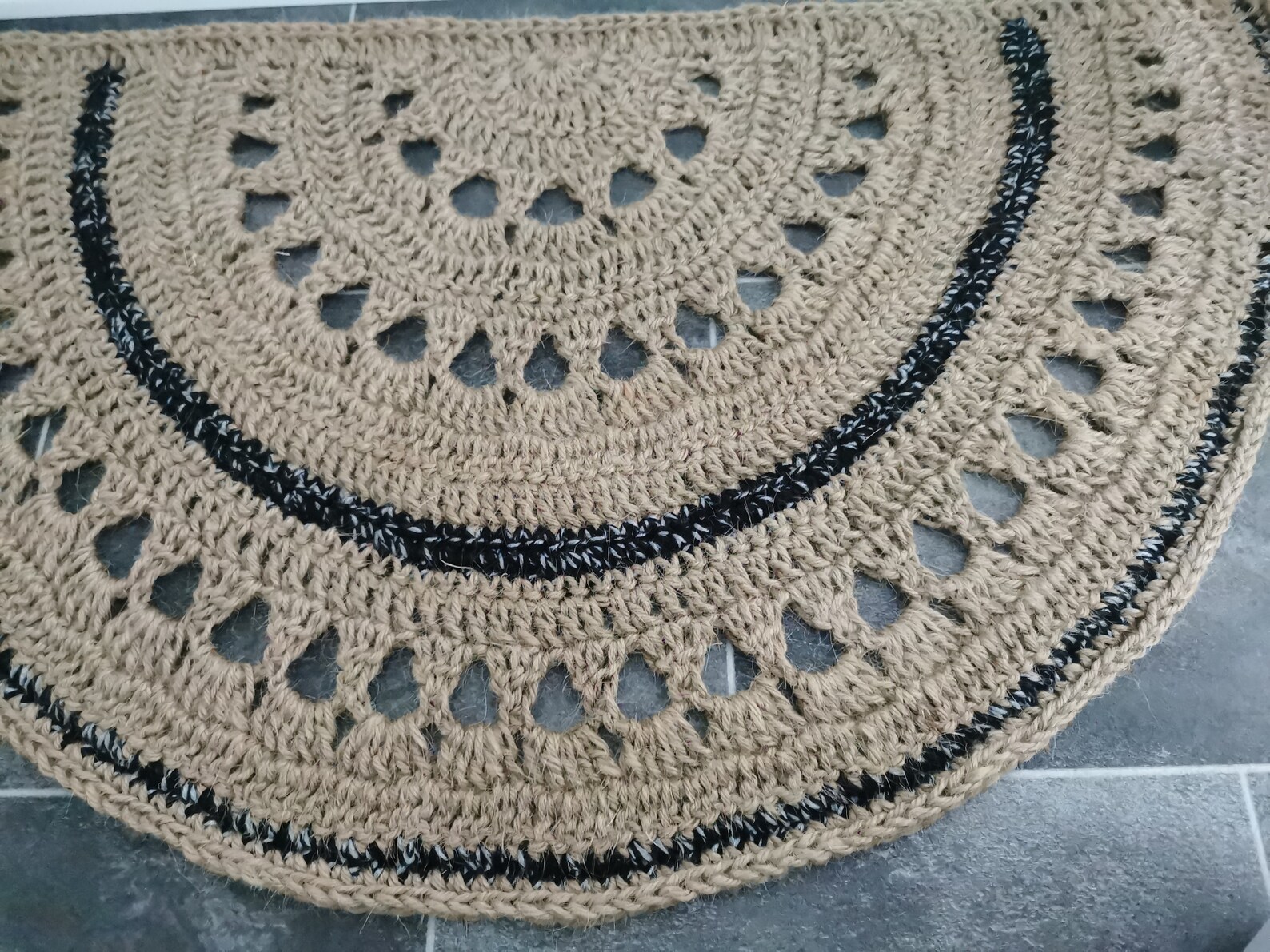 Halb Kreis Jute FußmatteTür mattehäkeln Jute | Etsy