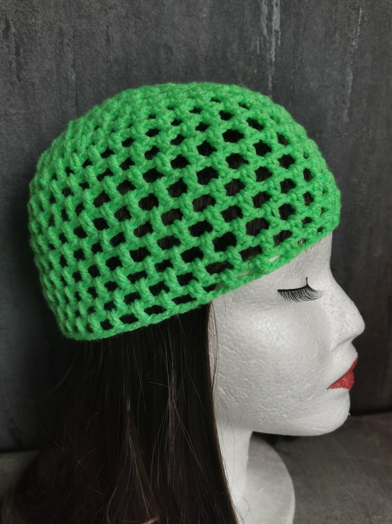 Cappello di transizione, moda anni '20, cappello all'uncinetto, cappello all'uncinetto boho, cappello con teschio, cappello con teschio, cappello a rete lavorato all'uncinetto a mano, ampia selezione di colori immagine 3