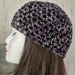 Chapeau de transition, mode années 20, chapeau au crochet, chapeau au crochet boho, chapeaux à paillettes, style Français, chapeau à bonnet en fil pailleté au crochet image 4