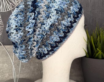Beanie, crocheted beanie, unisex beanie made of pure cotton, transitional beanie, chemo beanie, cotton crocheted summer beanie, chemo hats for women