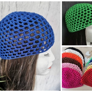 Cappello di transizione, moda anni '20, cappello all'uncinetto, cappello all'uncinetto boho, cappello con teschio, cappello con teschio, cappello a rete lavorato all'uncinetto a mano, ampia selezione di colori immagine 1