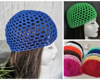 Chapeau de transition, mode années 20, chapeau au crochet, chapeau au crochet boho, chapeau calotte, chapeau tête de mort, chapeau en filet crocheté à la main, grand choix de couleurs