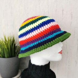 Crochet Ladies Hat, Brimmed Hat, Womens Hats, Beautifully Styled Hats, Multicolor Hat, Colorful Hat, Elegant Hat, Crochet Bucket Hat, Bucket Hat