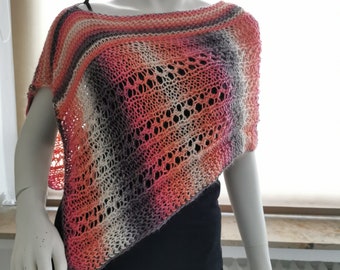 Women Ponchos, Summer Scarf, Summer Women's Top,Poncho,Summer Poncho, Gift for Them, Clothes, Knitted Poncho, Pink Poncho