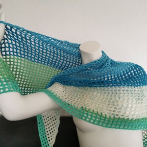 Large crochet towel,blue-green cloth,stole,crochet triangle towel,crochet stole, neck era,shoulder scarf blue-green crocheted,crocheted triangular towel
