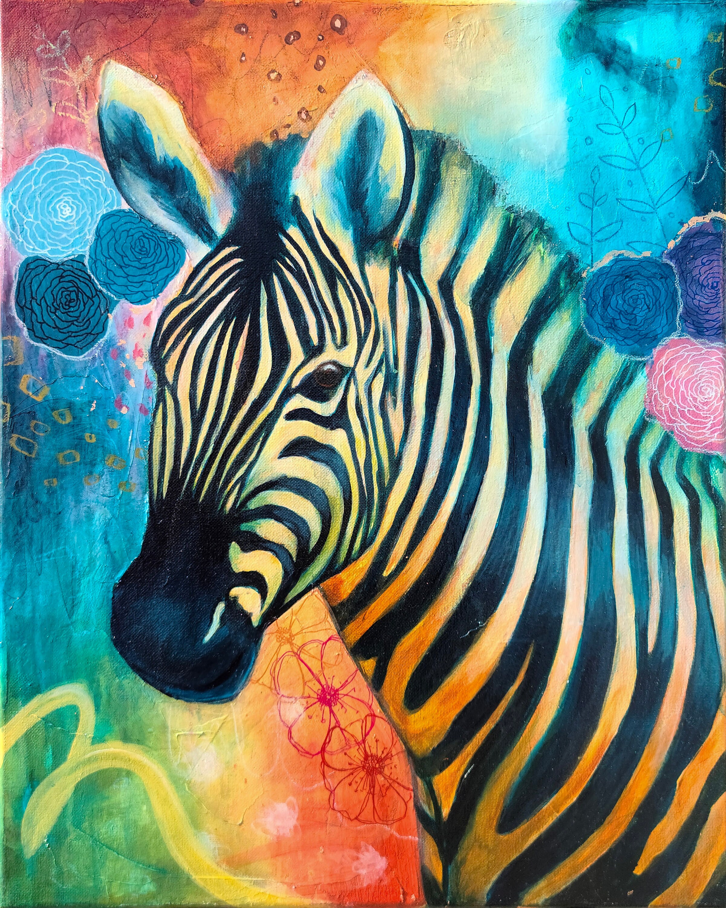 Zebra Painting Original Painting Acrylic on Canvas Etsy