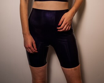 Latex Shorts - Latex High Waisted Biker Shorts, Sizes UK 6-20, Various Colours Available, Made to order, Gifts for Her