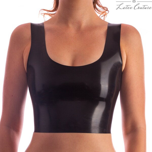 Latex Crop Top - Latex Scoop Neck, Low Back Crop Top, Sizes UK 6-20, Latex clothing, Made to order, Made to measure latex, Gifts for Her